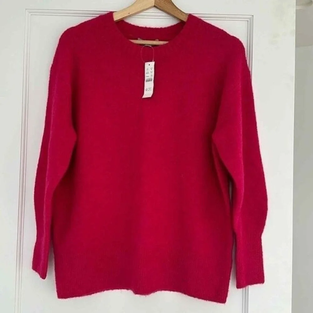 J.Crew crewneck sweater pink Merino Wool Blend Alpaca BM202 Pullover Knit